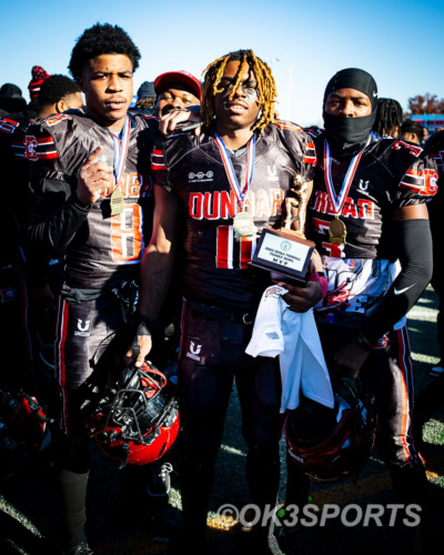 Dunbar running back Dre’aun Wood celebrates a first-half touchdown in the Crimson Tide's 28-7 win over Ballou in the Turkey Bowl on Thursday at Eastern High. Wood was named the game's MVP.